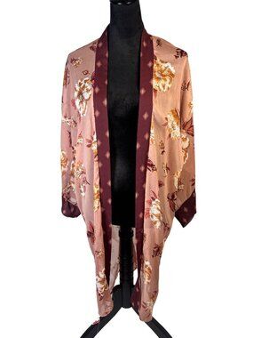 Xhilaration, Floral Sheer Tunic Kimono, Open Front Lightweight Womens M/L